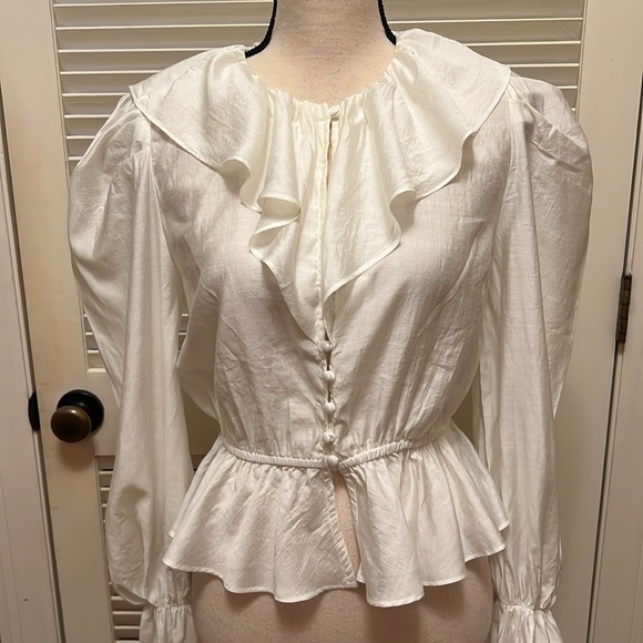 Aiden Ruffled Blouse in Cream, Size Medium - Picture 4 of 17